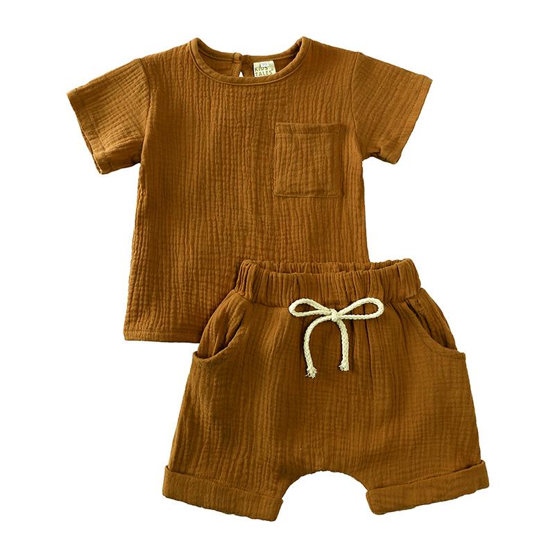 2025 Summer Toddler Short Sleeve Two-Piece Set: Infant Air Conditioning Shirt & Shorts
