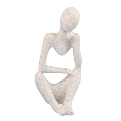 Resin Thinker Statue Abstract Thinker Figure Thinker Style Decoration for Living Room Office Book Shelf Sandstone Left