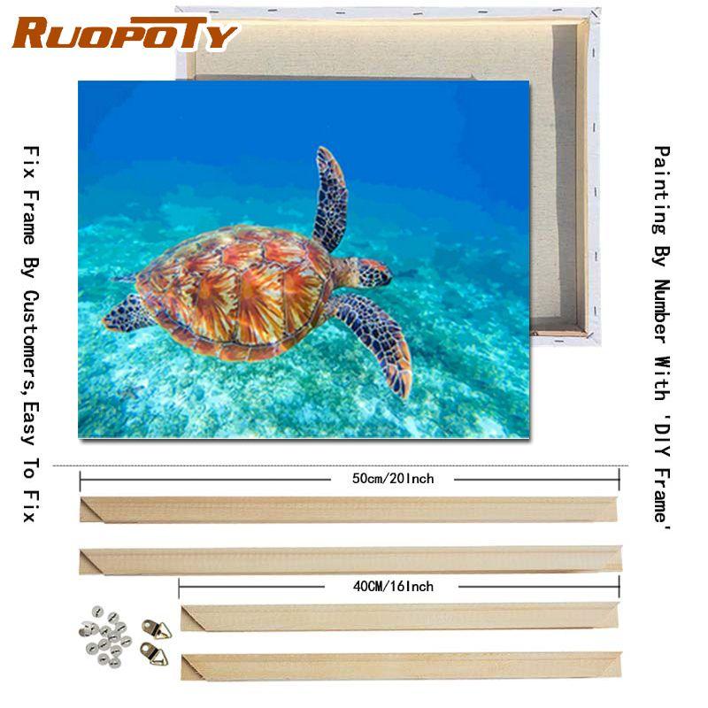 RUOPOTY With DIY Frame Animals DIY Painting By Numbers Acrylic Picture Hand Painted Oil Painting On Canvas For Home Decor Artwork