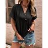 Spring Summer Women's Fashion Solid Color Buttoned Short Sleeve Top, European American Style Casual Outerwear for Women