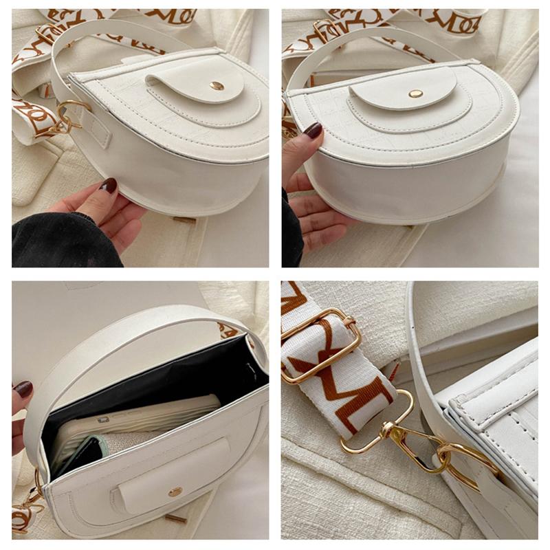 Fashion Women's Wide Strap Top Handle Shoulder Bag Retro PU Leather Solid Color Crossbody Bag Girls Mobile Phone Bag KTY