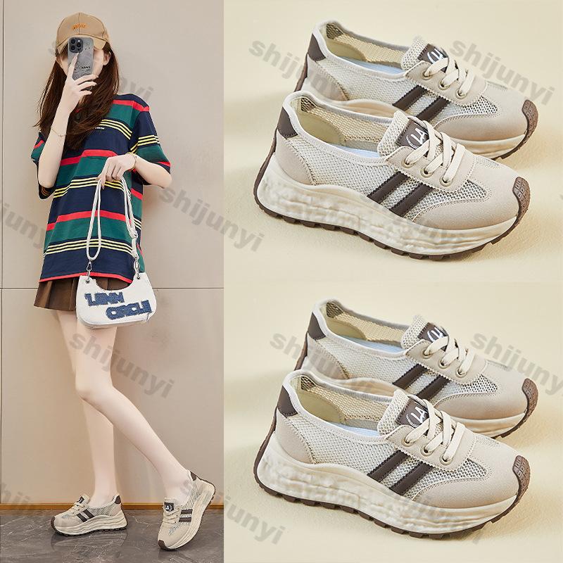 Women Shoes 2026 Summer New Fashion Comfortable Height Increase Lace-up Casual Shoes Breathable Mesh Non Slip Platform Sneakers