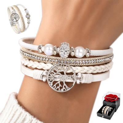 Women' Leather Bracelet DIAMONDED Tree of Life Fashionable For Women