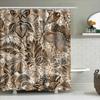 Luxury Floral Print Shower Curtain Waterproof Fabric, Neutral Color Matching Bath Decor For Bathroom Decorations Various Sizes A