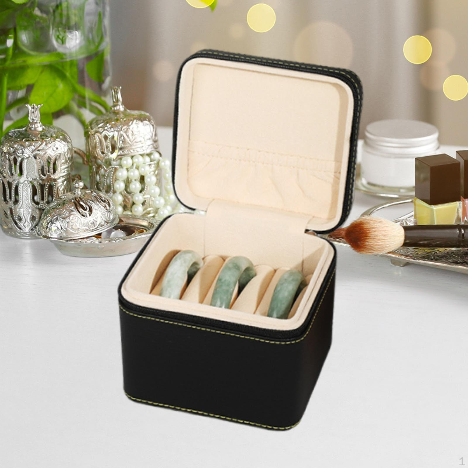 

Bracelet Case Bangle Box Gift PU Leather Presentation Jewelry Organiser for Art Craft Fairs чорний