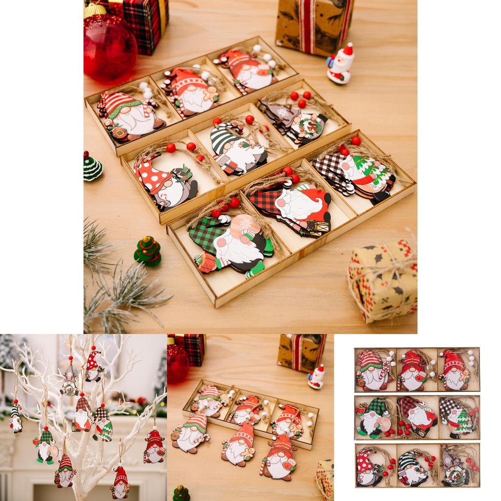 Unique Three-compartment Wooden Christmas Ornament Box In Playful Cartoon Style