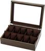 Anberotta Luxury Wooden Watch Storage Box, Holds 10 Watches, Display Case with Clear Glass and Cushion, N-J84-T