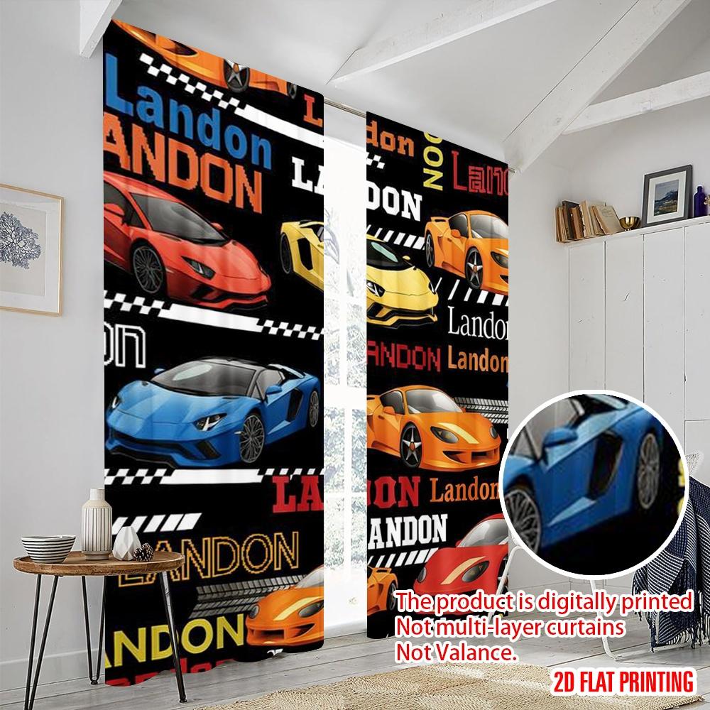 2pcs,2D plane printing Curtains Roller Blinds Speedy Landon Durable 100% Polyester Fabric (without rod) Gifts for Bedroom,
