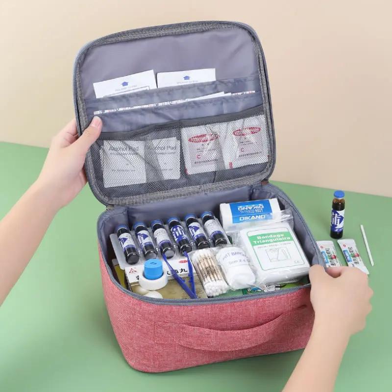 1pc Oxford Cloth Portable Medicine Bag First Aid Kit Outdoor Travel Survival Emergency Case Household Medicine Pill Storage Bag