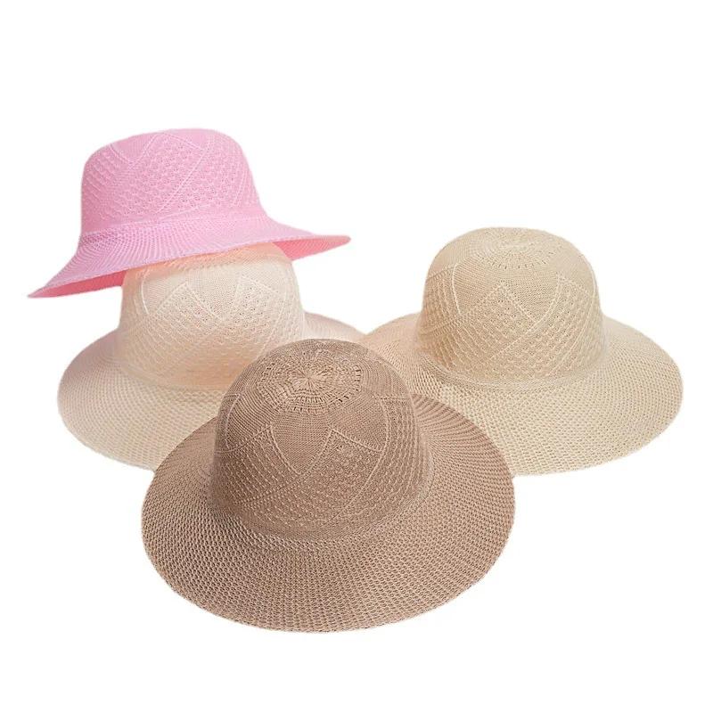Solid Color Foldable Straw Hats For Women Wide Brim Weave Panama Beach Sun Hat Female Summer Outdoor Travel Uv Protection Caps