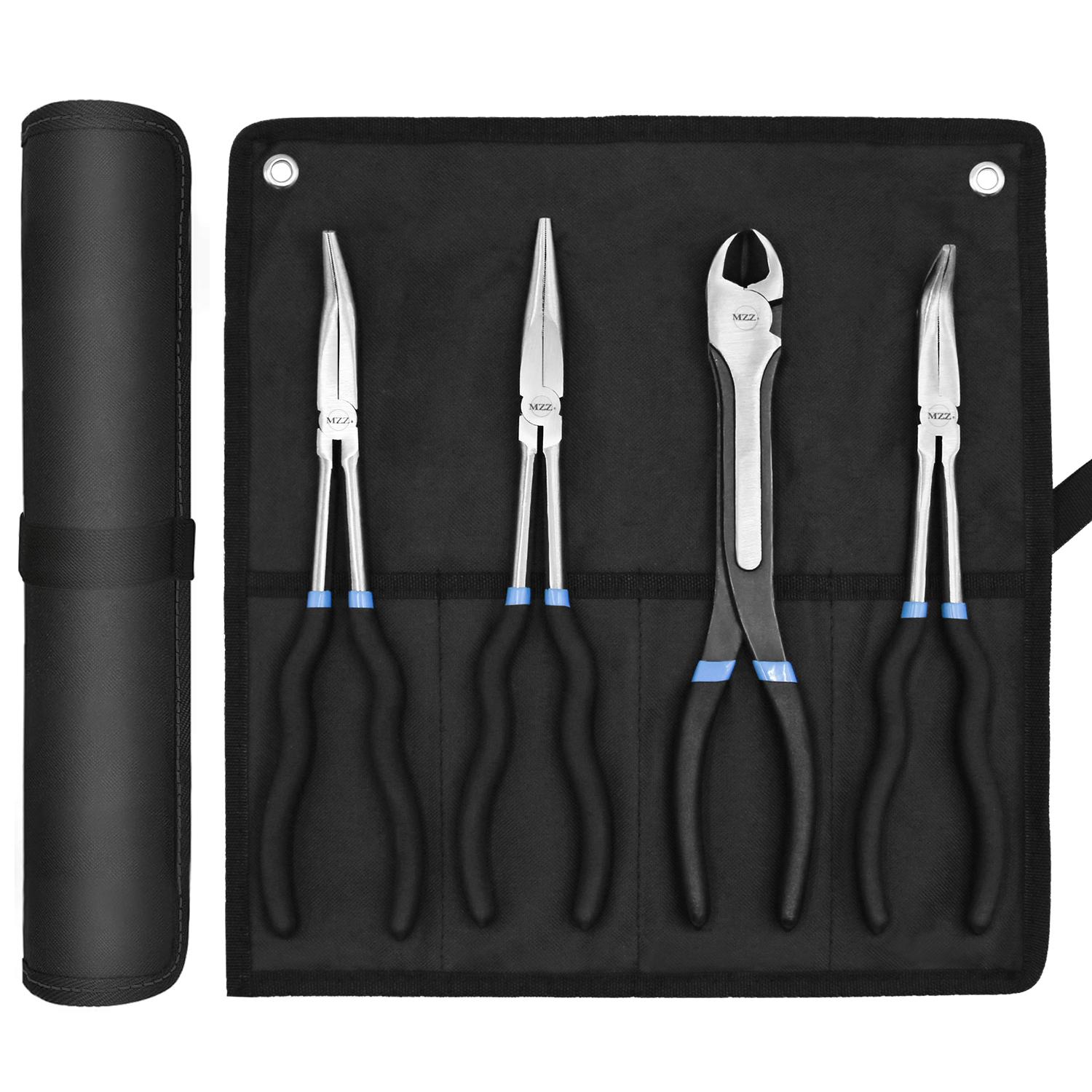 

4pcs 5pcs High Quality Long Nose Pliers with Curved and Straight Tips - Ideal for Industrial, DIY Applications and Car Repair