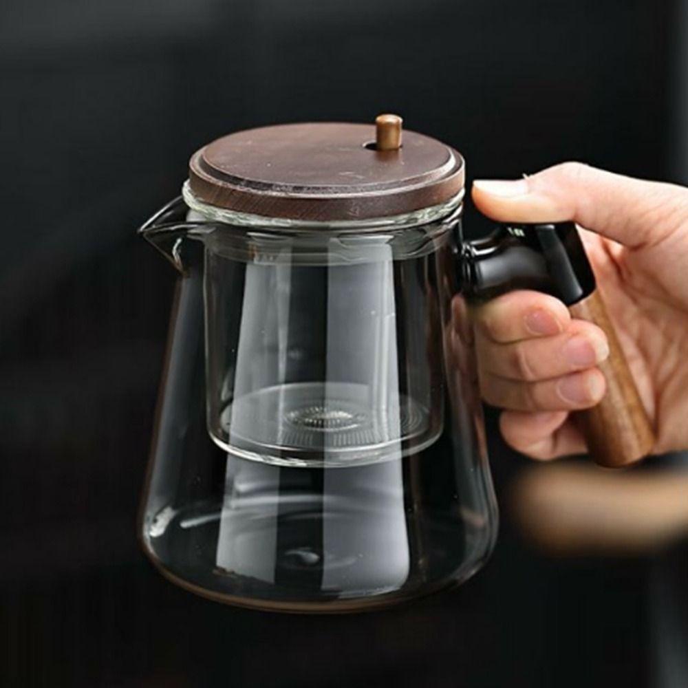 Creative Tea separation Glass Teapot 650ML One-button Filtering Teapot  Office