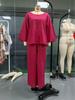 2025 Cross-Border Women's Solid Color Round Neck Linen-Cotton Top & Casual Lace-Up Loose Pants Set