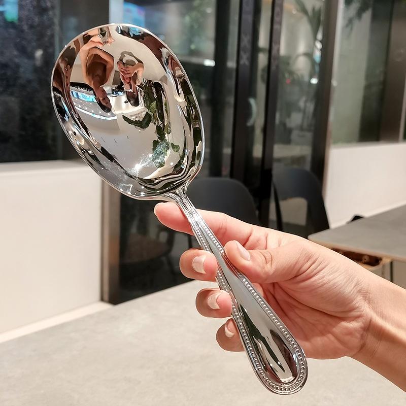 Cuillère à riz en acier inoxydable Cuillère à soupe Cuillère de service ménagère pour servir le riz El Restaurant Cuillère de service Cuillère de partage