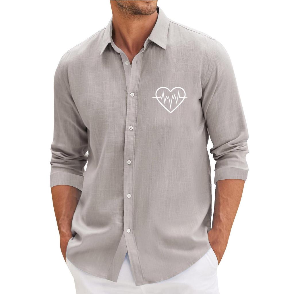 Lässiges, locker sitzendes Langarmhemd für Herren, modisches Revershemd