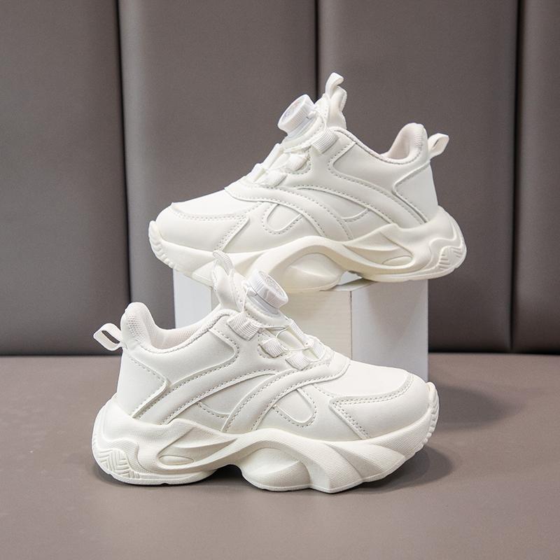 

New Children s Fashion Shoes, Breathable Rotating Lock Strap White Sneakers for Toddlers & Big Kids 26 слоновая кость