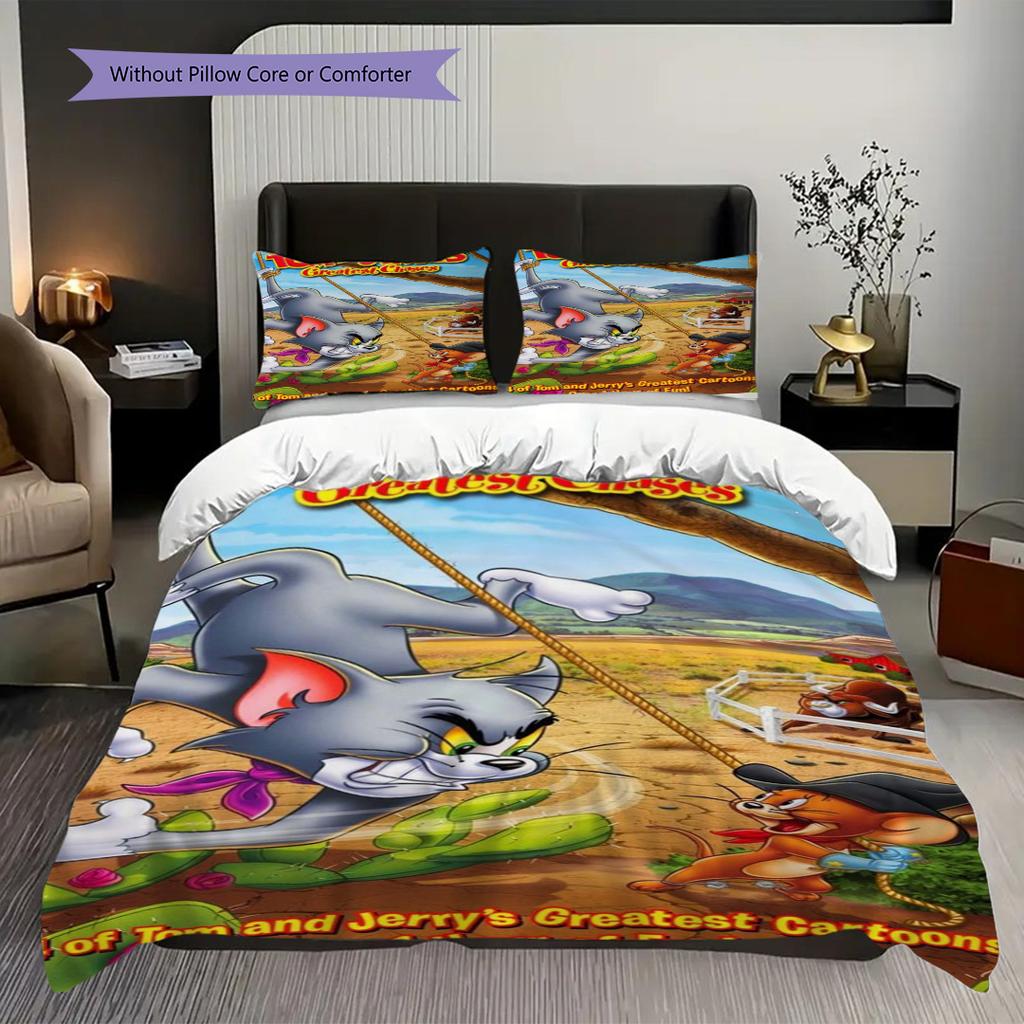 Whimsical Adventure Chocolate Land Bedding (1 * duvet cover + 2 * pillowcase, without core) 2D Flat Duvet cover and pillowcase Christmas birthday gift