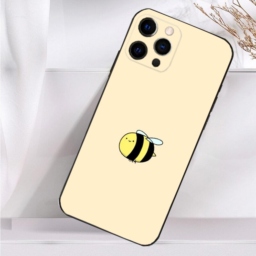 Cartoon Little Yellow Bees Phone Case For iPhone 16,15,14,13,12,11 Plus,Pro Max,XS,X,XR,SE,Mini,8,7 Soft Silicone Black Cover