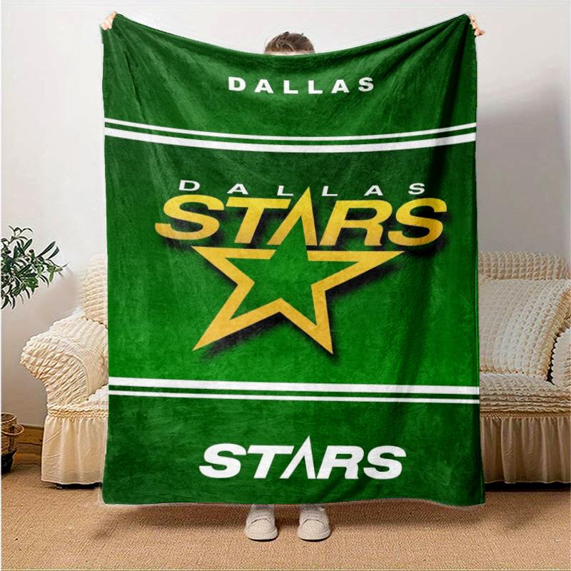 Dallas Stars Print Flannel Blanket, High quality Comfortable for All Seasons, Home Decor, Warmth and Comfort, Perfect for Christmas Gifts