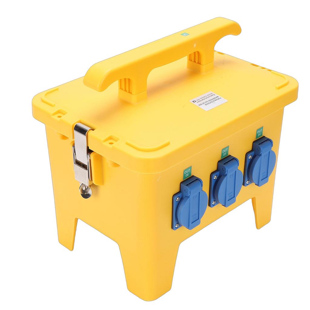 Power Distribution Box 16A Water Proof Portable Electrical Box with 6 Outlets for Construction Site Yard Garden