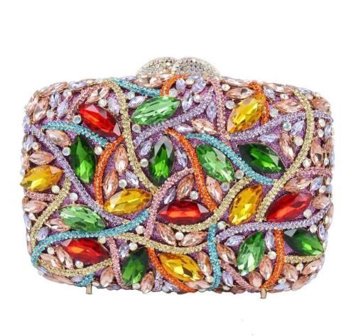 WHTUOHENG Bolso de Noche Plateado con Piedra Grande para Mujer Bolso de Mano Nupcial con Diamantes Cartera de Mano con Pedrería para Cena de Boda