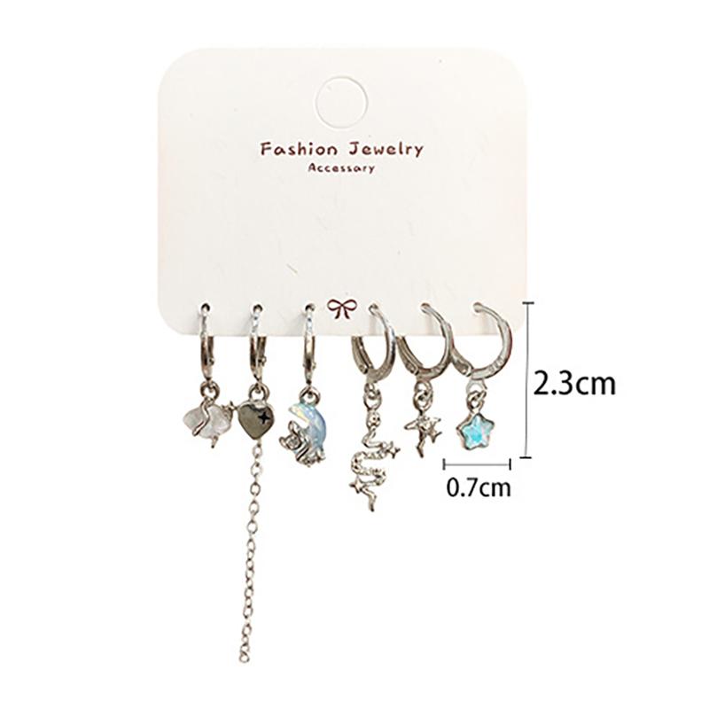 6Pcs/Set Trendy Simple Small Snake Ear Buckle Set For Women Girls Irregular Personality Earrings Jewelry Accessories Gifts