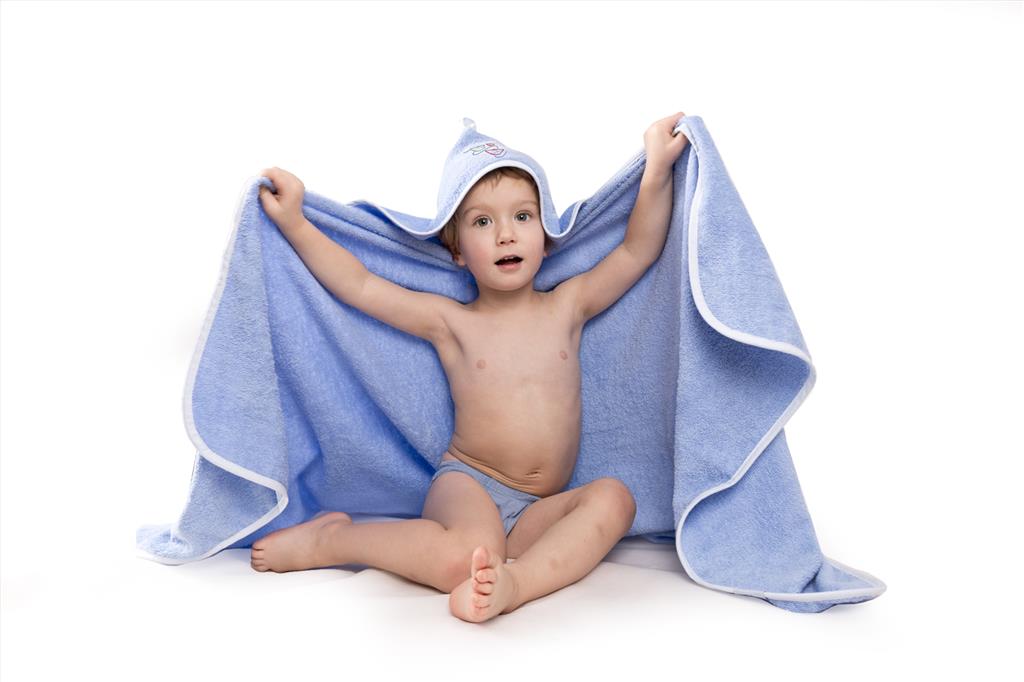 Kąpielowe okrycie niemowlęce 140x70 maxi junior niebieskie