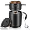 Portable Coffee Appliance Set Including Stainless Steel Coffee Cup and Filter Suitable for Travel Camping Office and Backpack Travel  Black