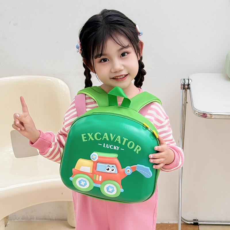 Playful And Stylish Childrens Backpack With Excavator Print Soft Oxford Fabric For Boys And Girls