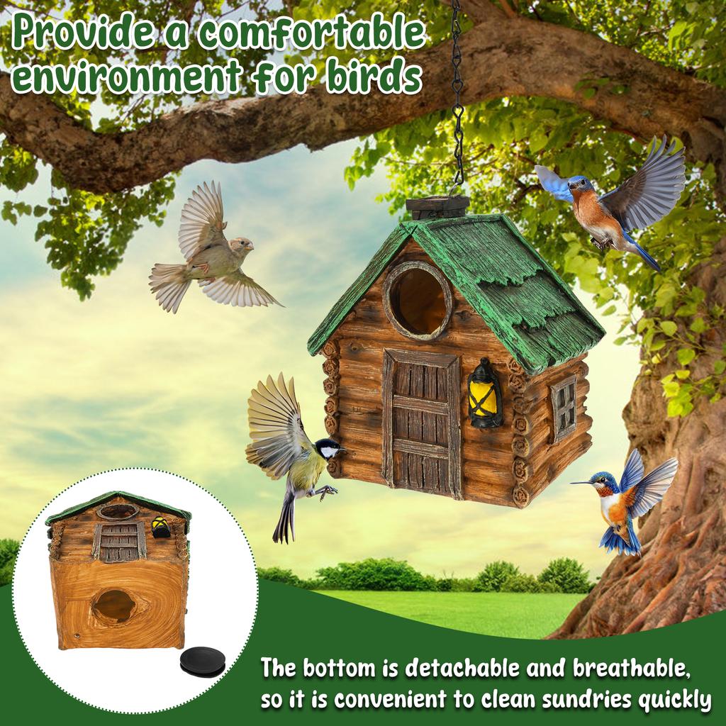 Outdoor Hanging Bird House Resin Waterproof Parrot Bird Nest Breeding Sleeping Box Garden Decoration Tree Hanging Birdhouse