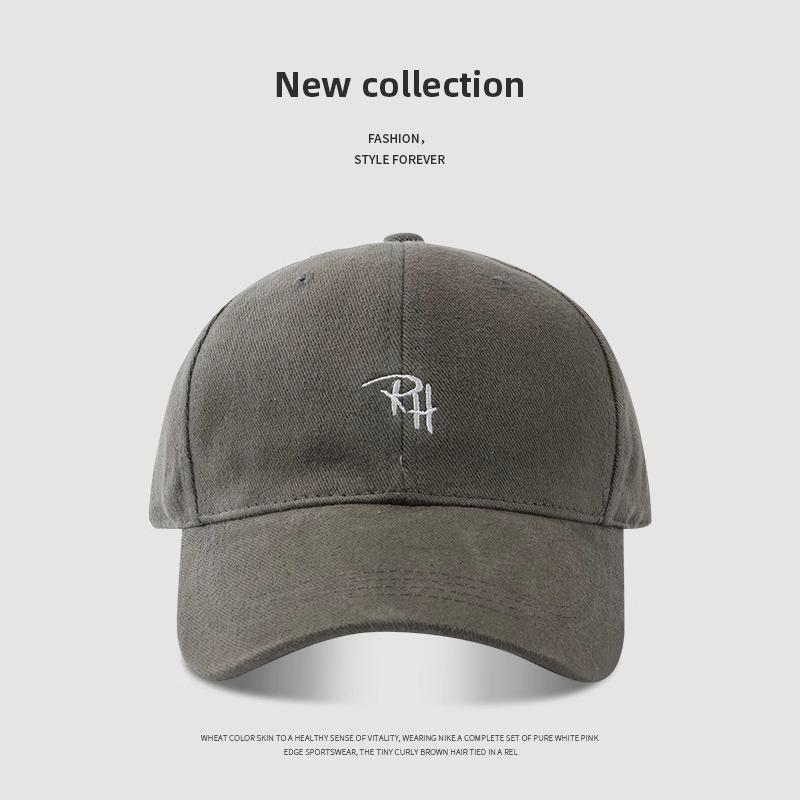 Korean Style RH Letter Embroidery Baseball Cap Simple Versatile Large Head Size Face Slimming Street Fashion Hip Hop Cap
