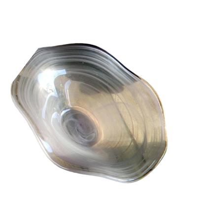 Handmade Waved Glass Serving Dish Contemporary Appetizer Plate Transparent Tableware For Dining Decoration