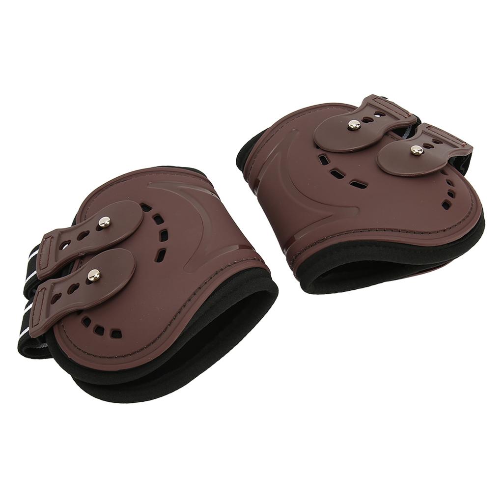 Horse Fetlock Boots Breathable Impact Absorbing Air Perforated Horse Hind Legs Boots for Fetlock Injury Protection Brown