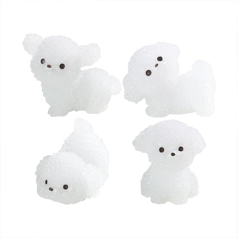 8PCS Cute Desk & Car Collectible Figurines Ornament Accessories Micro Landscape Luminous Puppy Glow in the Dark Home Decor 3x2.7cm