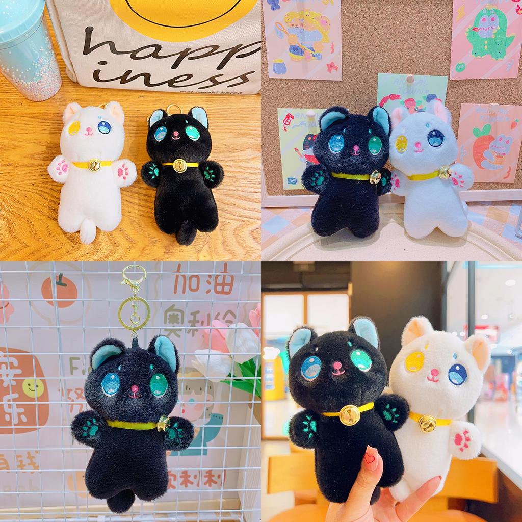 Cute Fluffy Cat Plush Bag Charm Soft Short Plush Keychain Stuffed Toy
