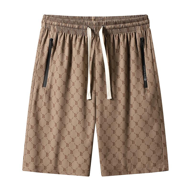 

Спортивные шорты, мужские летние верхняя одежда, брюки из ледяного шелка, мужские повседневные свободные брюки большого размера, быстросохнущие брюки Five Points 4XL кофейный