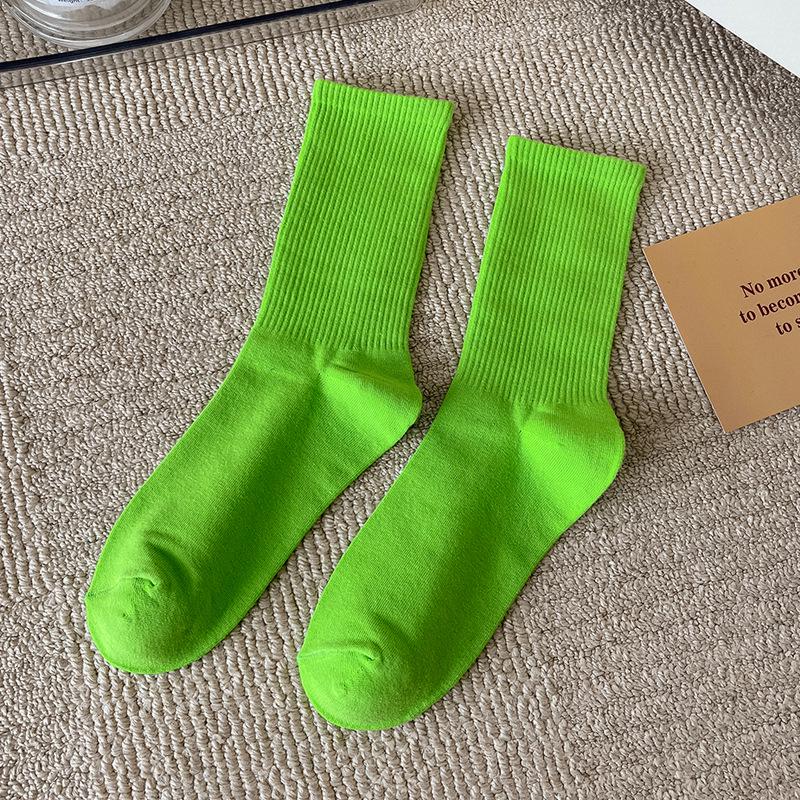 Women's Trendy Candy Color Thin Mid-Calf Socks - Colorful Japanese Style Summer Pile Socks