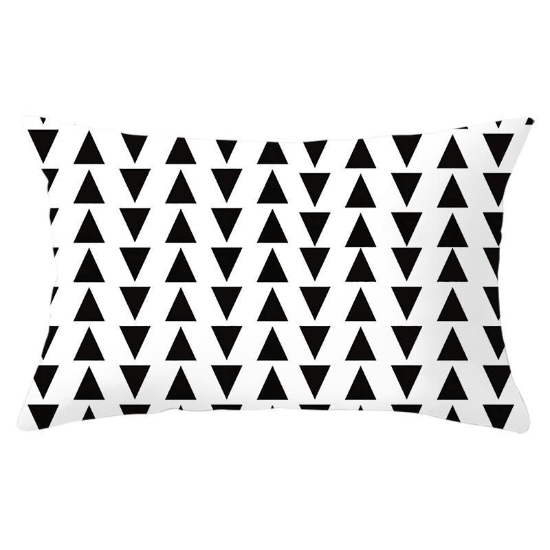 Home Geometric Peach Skin Waist Pillow Case Nordic Style Sofa Printed Pillow Case Office Lumbar Pillow