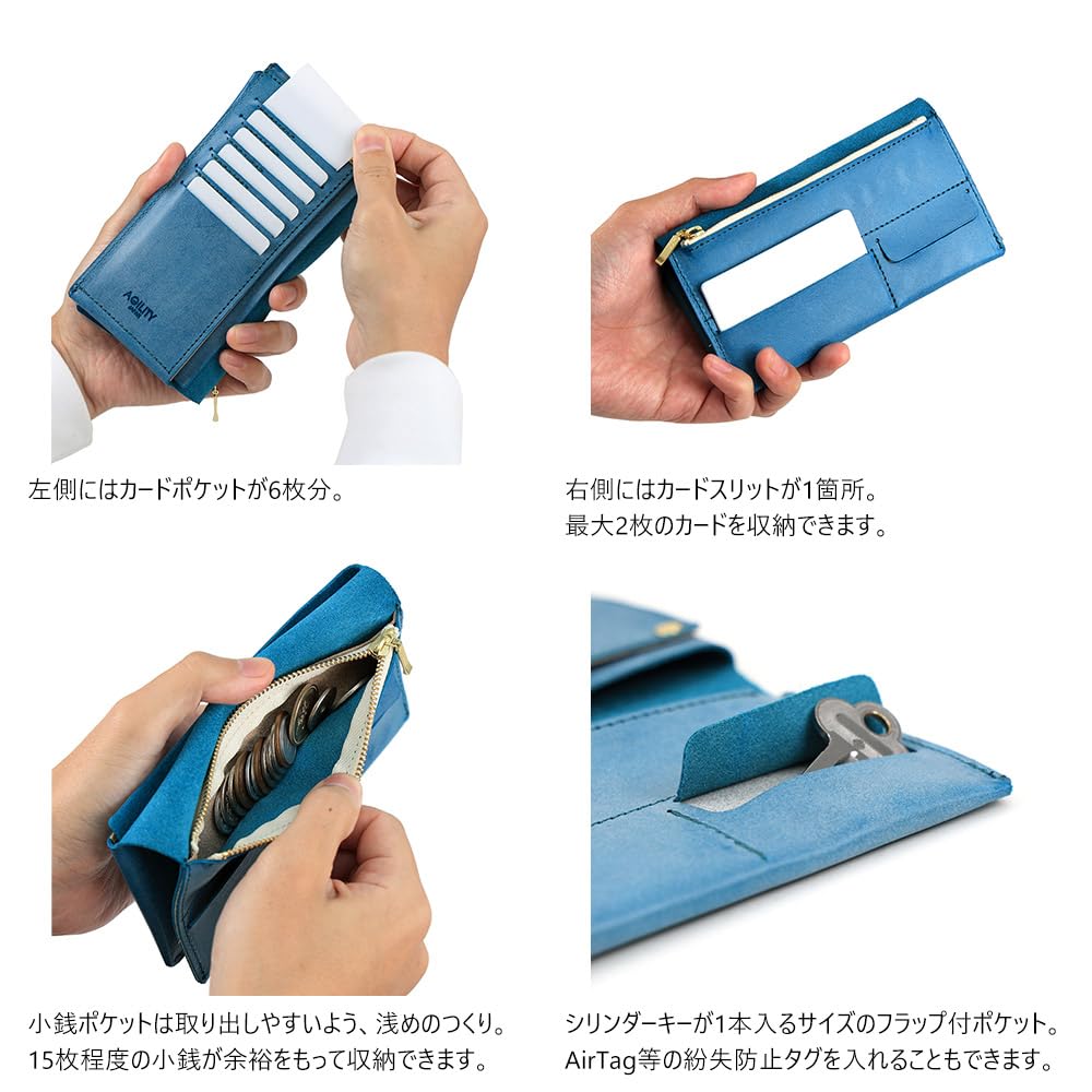 AGILITY affa Compact Wallet Thin Wallet Small Wallet Wallet Slim Thin Genuine Leather "Liquid Slim" Men's Women's