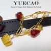 "KS Strawberry Bracelet & Earring Set: Gold-Plated, High-End Design with Fruit Accents"