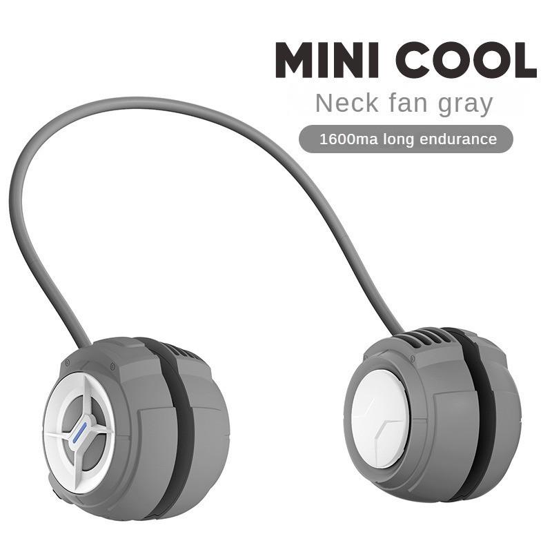 118*59*42mm Silicone High-capacity Battery Fan Portable USB Charging Small Fan Mini Leaf Less Neck Hanging Fan