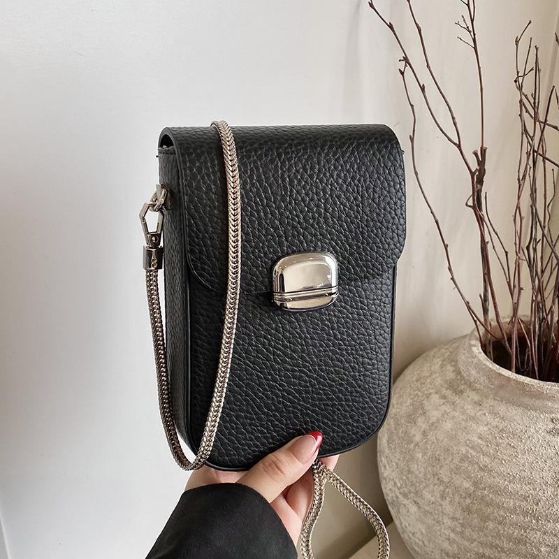 Оптовая продажа простого и высококачественного чехла для мобильного телефона с узором личи, женский нишевый дизайн, корейская универсальная сумка-мессенджер для поездок на работу