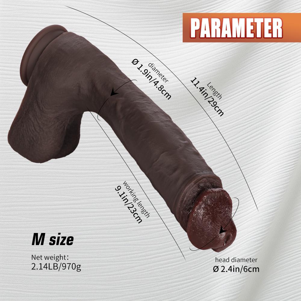 Liquid Silicone Lifelike Penis for G Spot & Anal Play Thick Soft Silicone Dildo Sex Toy with Strong Suction Cup, Hands-Free Adult Sex Toy