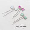 2 Pieces of 26 * 59mm Silver Shiny Flat Bow Tassel Mocha Pendant DIY Hair Accessories, Earrings, Clothing, Wedding Decoration