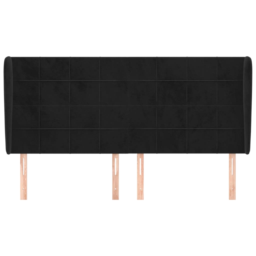 Vidaxl Wingback Headboard, Black, 183X23X118/128 Cm, Velvet