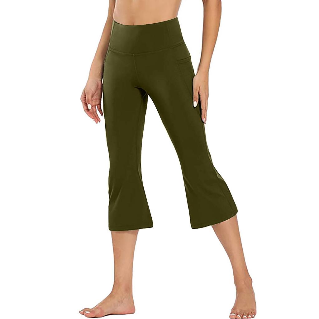 Women's Fashionable Yoga Pants With Pockets: Casual Flared Cropped Pants