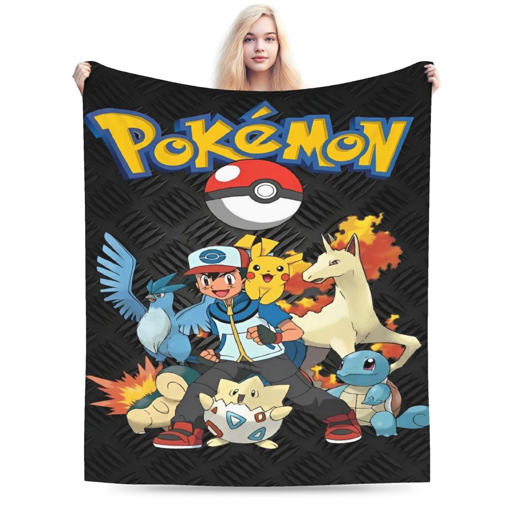 Japanischer Anime Pikachu Einfache Super Warme Decke Pokemon Plüsch Überwurfdecke Neuheit Sofa Stuhl Flanell Bettdecke Bettbezug