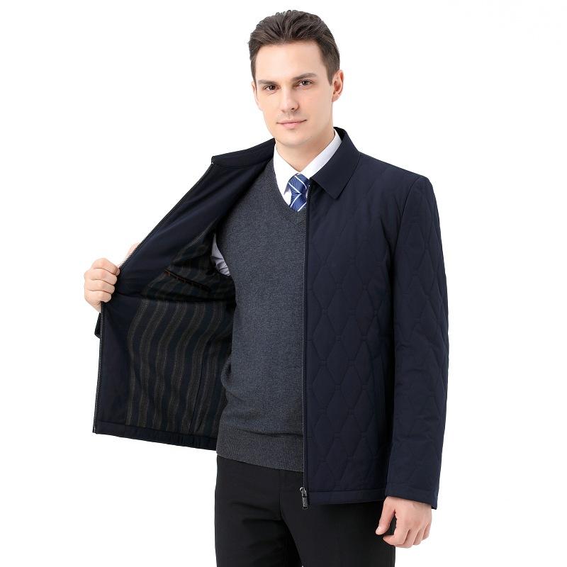 Baumwollmantel für Männer mittleren Alters mit Revers, dünner Seidenbaumwollmantel für Menschen mittleren und höheren Alters, Winterjacken für Väter