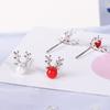 Korean Style Reindeer Antler Pearl Stud Earrings for Women - Simple Christmas Animal Jewelry