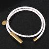 Modische weiße Lederarmbänder für Männer, Edelstahl, mehrlagige geflochtene Seilarmbänder für Männer und Frauen, Schmuck